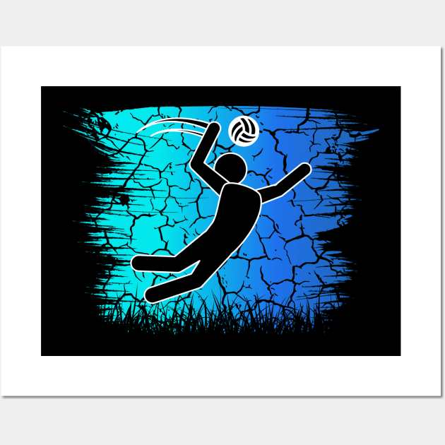 Travel back in time with beach volleyball - Retro Sunsets shirt featuring a player! Wall Art by Gomqes